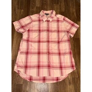 Eddie Bauer Womens Pink Plaid Short Sleeve Hiking Shirt EB300468574 Size M